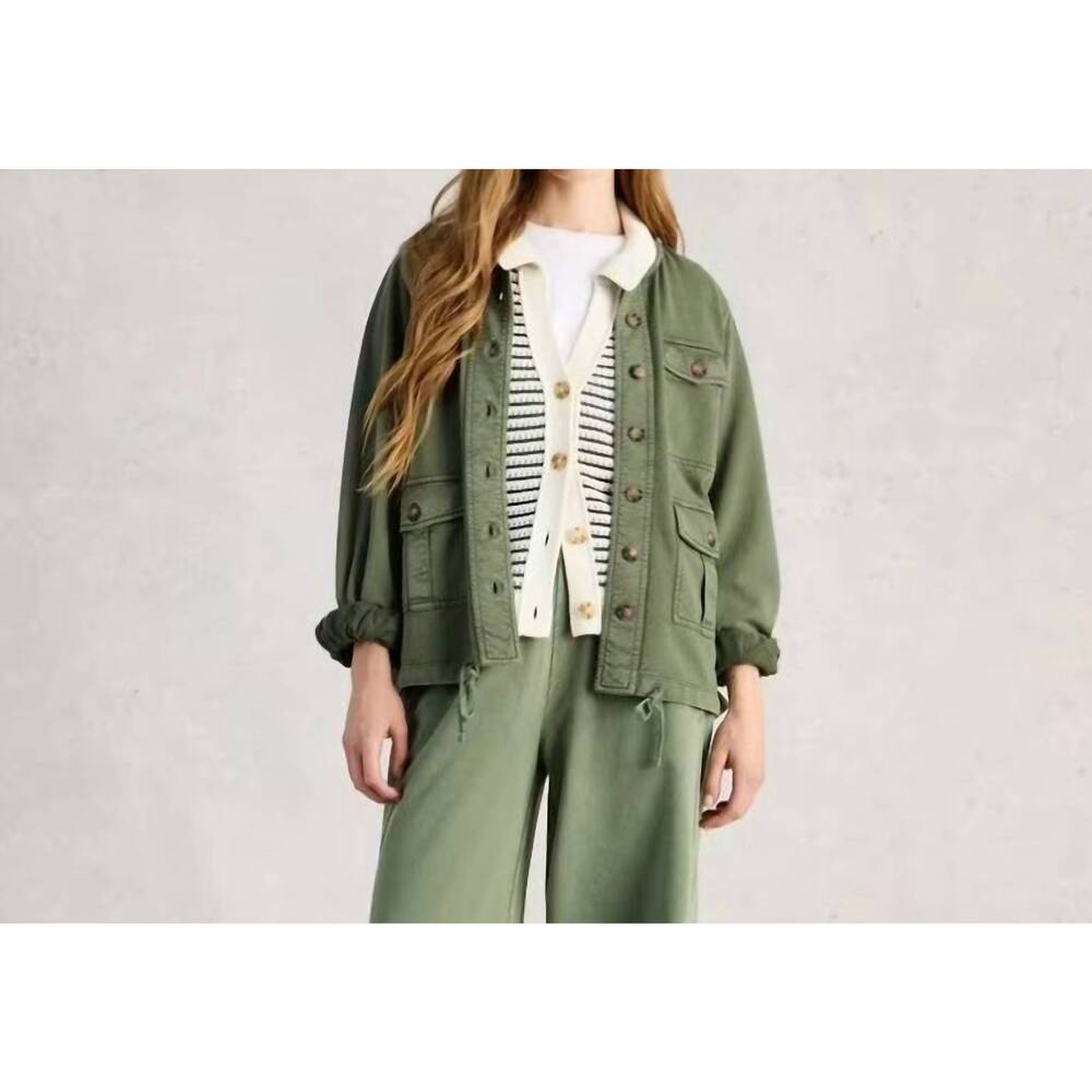 NEW WHITE STUFF demi utility jersey jacket in mid green